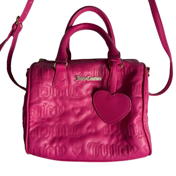Juicy Couture Handbags - Juicy Couture Hot Pink Quilted Barrel Handbag Purse, Gold Hardware, Long Strap